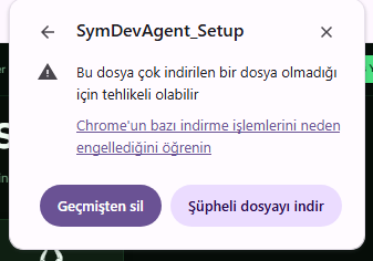 Chrome indirme uyarısı
