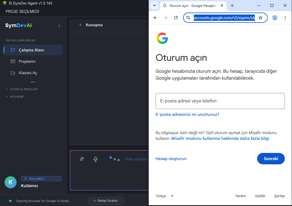 Chrome penceresinde Google oturum açma