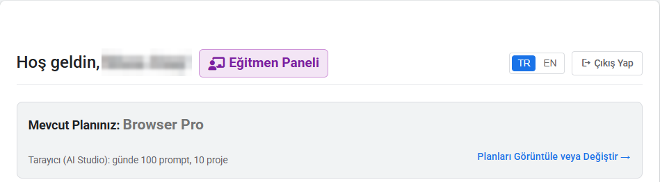 Eğitmen Paneli düğmesi