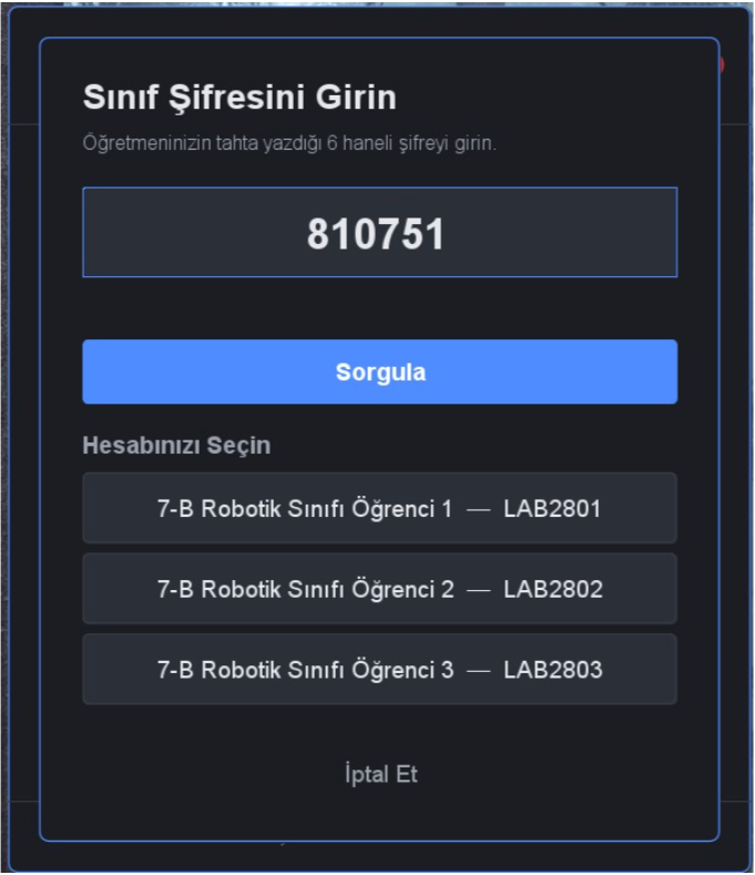 Kod ve ad seçimi