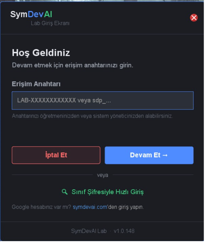Hoş Geldiniz penceresi