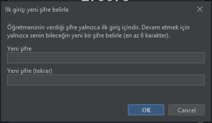 Yeni şifre belirleme